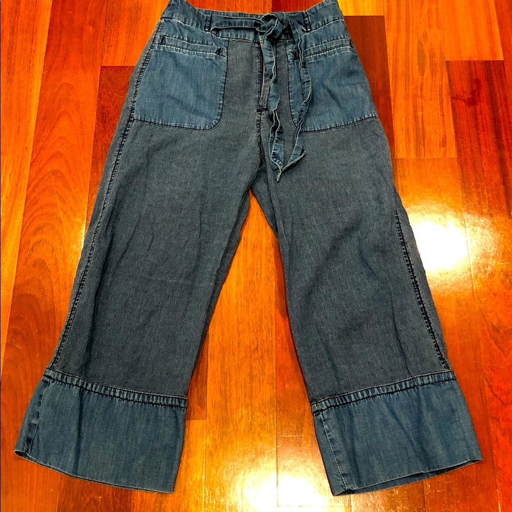 J Crew lightweight two toned denim cropped pants